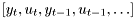 $[y_t, u_t, y_{t-1 }, u_{t-1}, \ldots]$